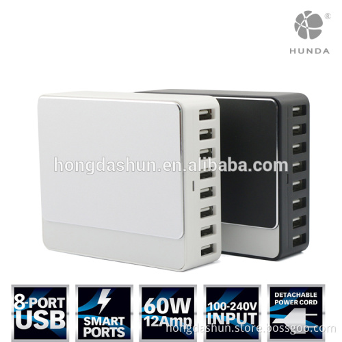 AC 100V-240V smart 8 port USB Charger Wall Power adapter 60W
